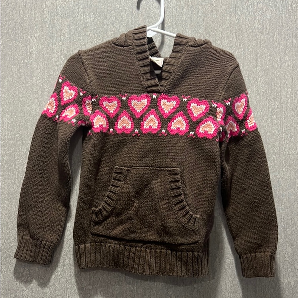 Brown Heart Pattern Kids Hoodie